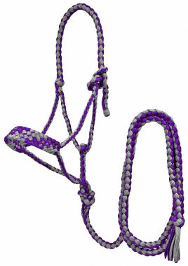 Rugged Ride Braided Mule Tape Halter With 10 foot Lead - Multi Colored
