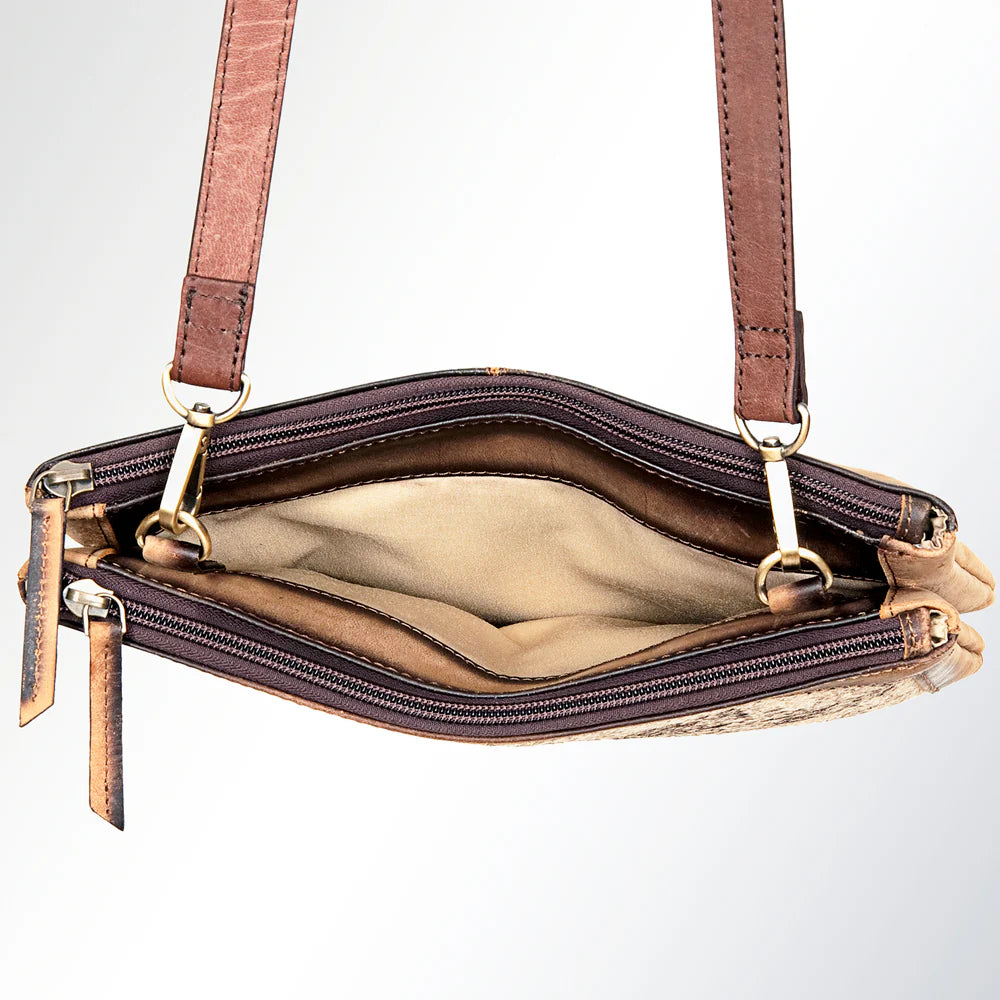 American Darling Western Hair-On Leather Crossbody - Genuine Cowhide Slim Bag