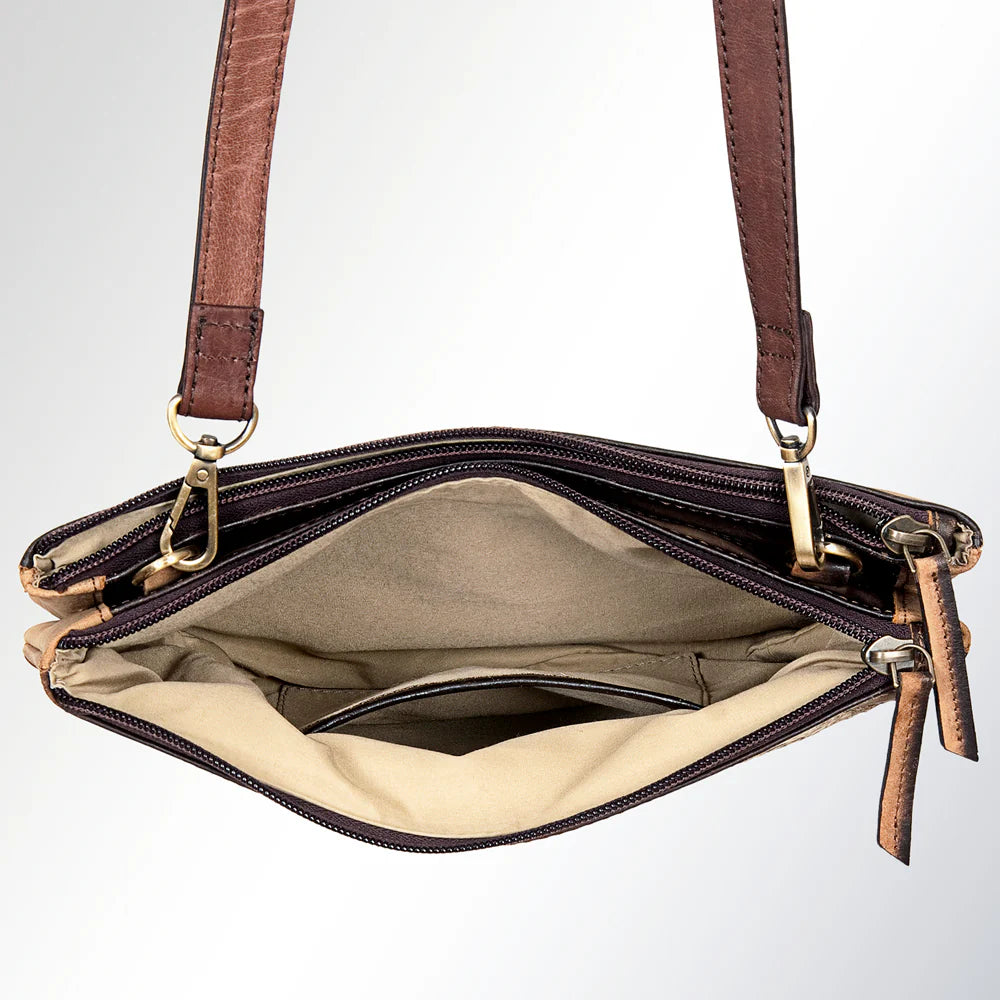 American Darling Western Hair-On Leather Crossbody - Genuine Cowhide Slim Bag