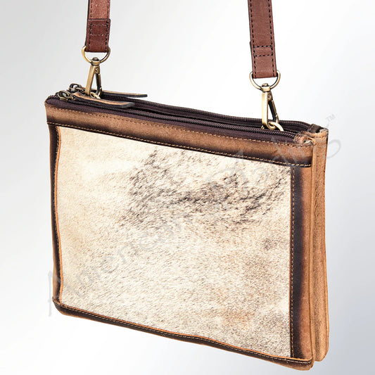American Darling Western Hair-On Leather Crossbody - Genuine Cowhide Slim Bag