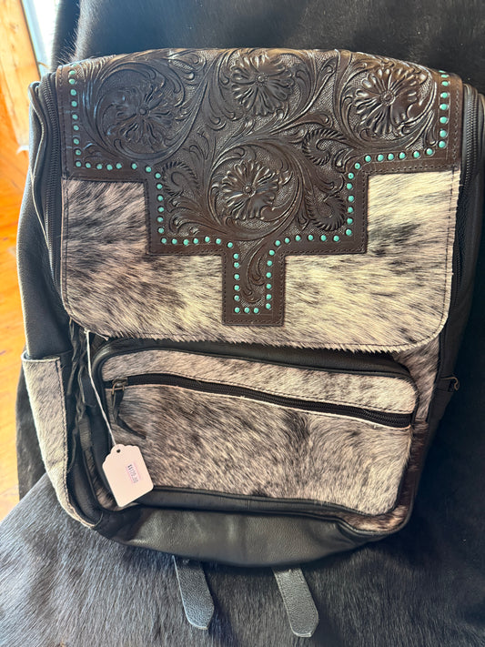 Cowhide & Tooled Leather Backpack