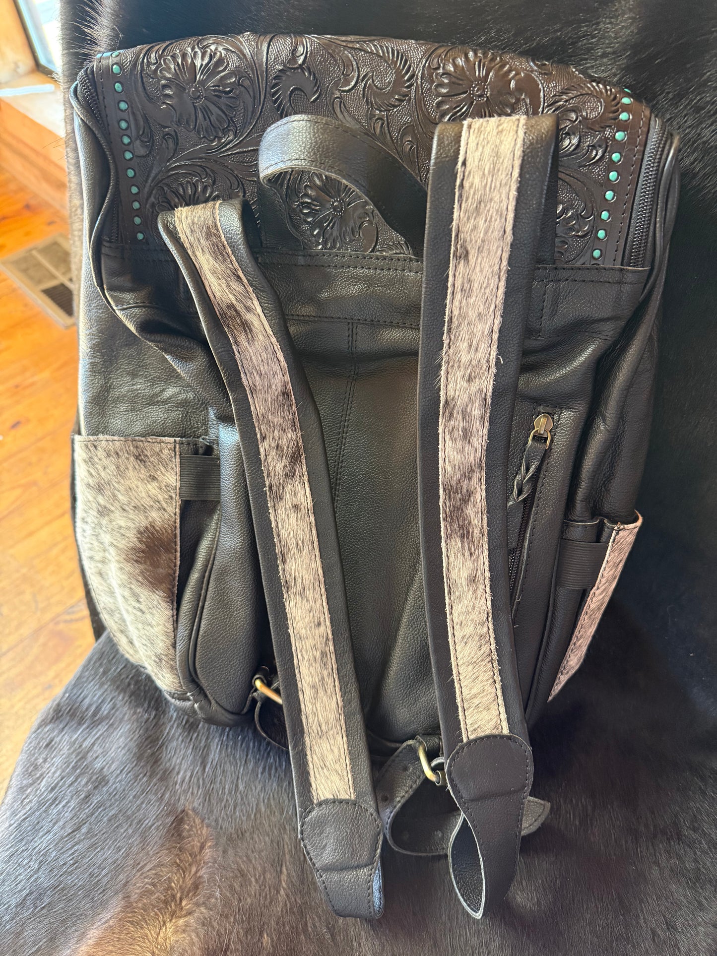 Cowhide & Tooled Leather Backpack
