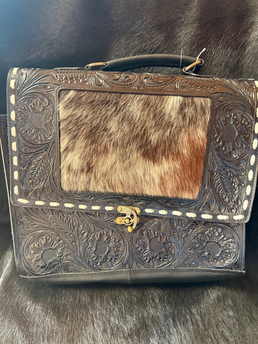 Hand Tooled Cowhide Briefcase